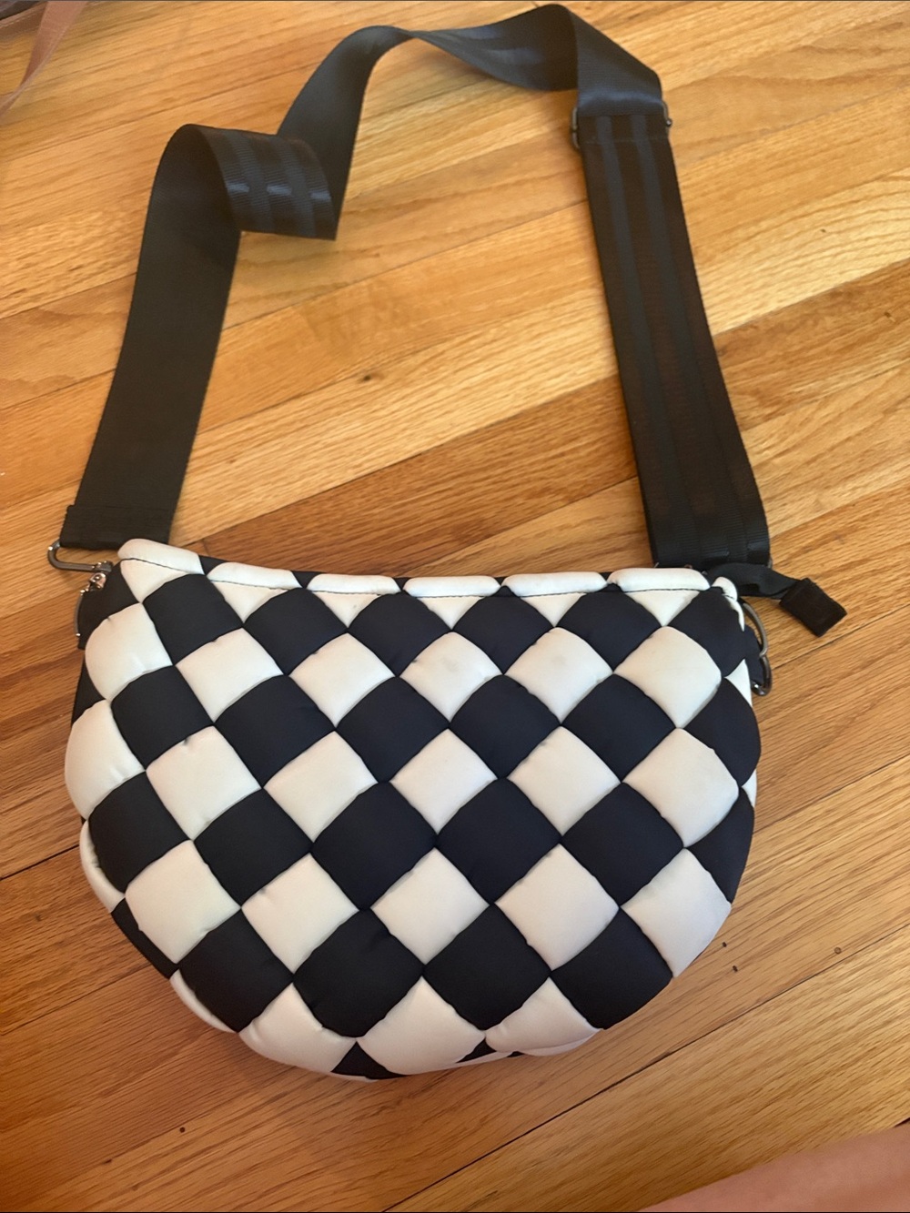 THINK ROYLN Black and White Woven Crossbody Bag